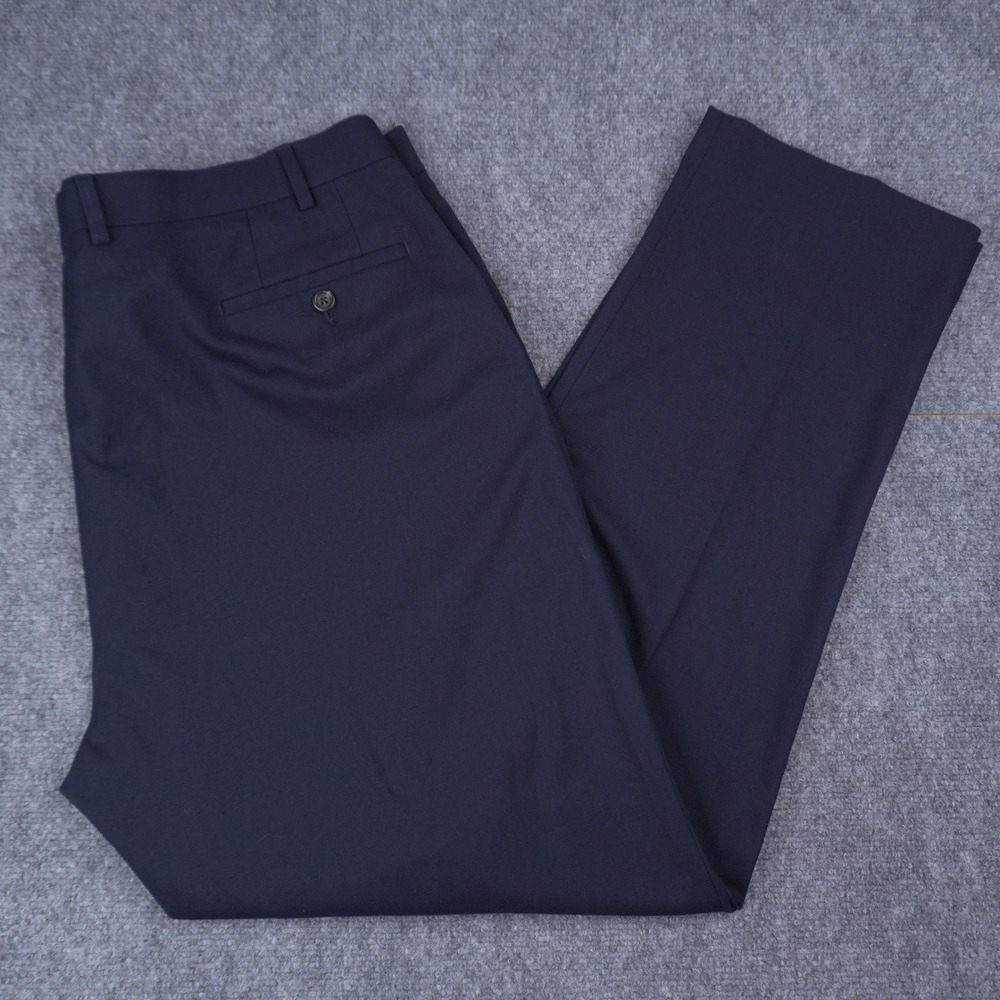 Lauren Ralph Lauren Dress Pants Mens 42W x 32L Navy Blue Flat Front Stretch